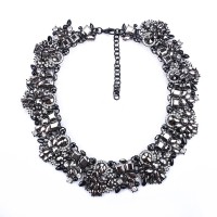 Seeki Hand-painted Metallic Jewel Cluster Statement Necklace